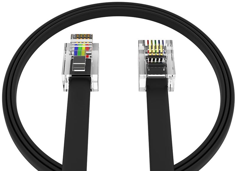 AMZ Pro AmzPRO (1 Pack) 5 Feet Telephone Cord for Landline Phones RJ11 Cable, Pro Grade Phone Line Cord (5 ft, Black) Made in USA - Image 1